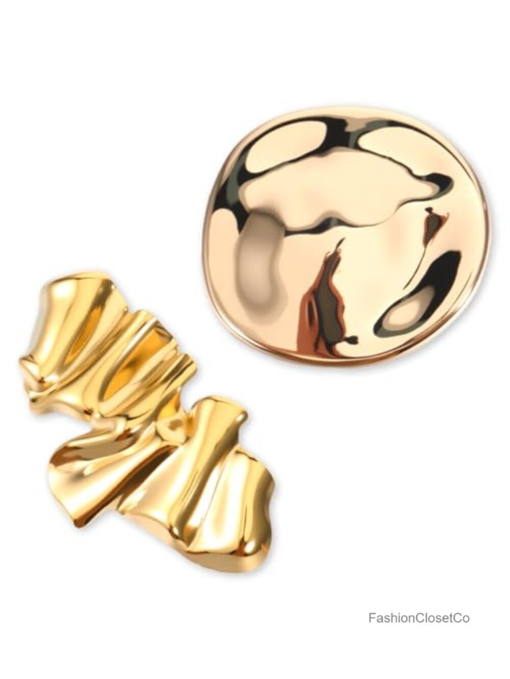 2Pc Irregular Geometric Brooch Set 18K Gold Plated Stainless Steel Lapel Pin